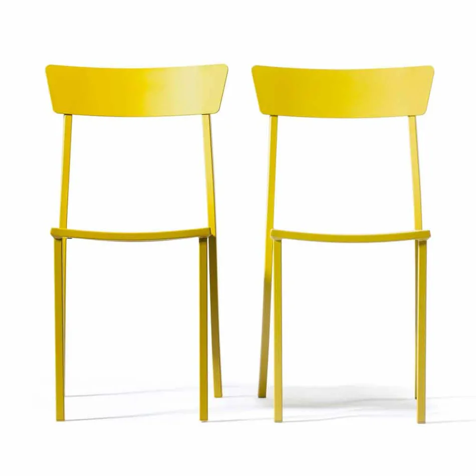 Scaun de exterior stivuibil din metal vopsit realizat în Italia, 4 piese - tul Viadurini