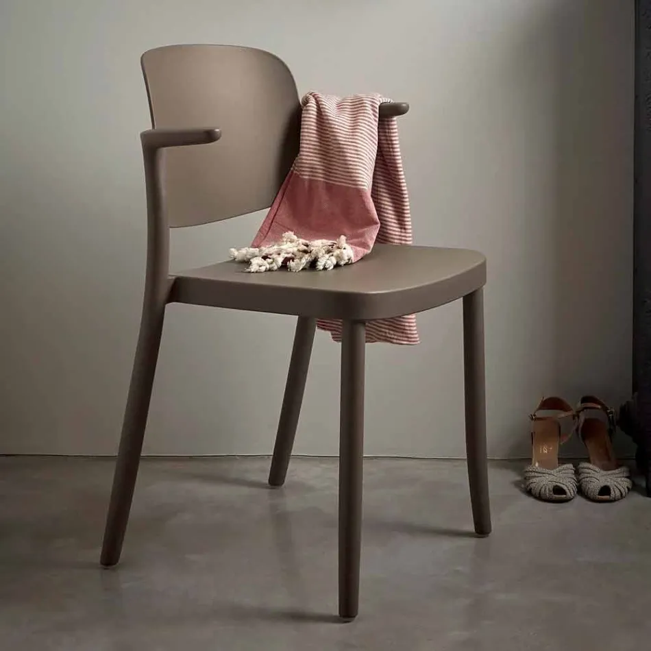 Scaun de exterior stivuibil din polipropilenă Fabricat în Italia, 4 piese - Bertina Viadurini