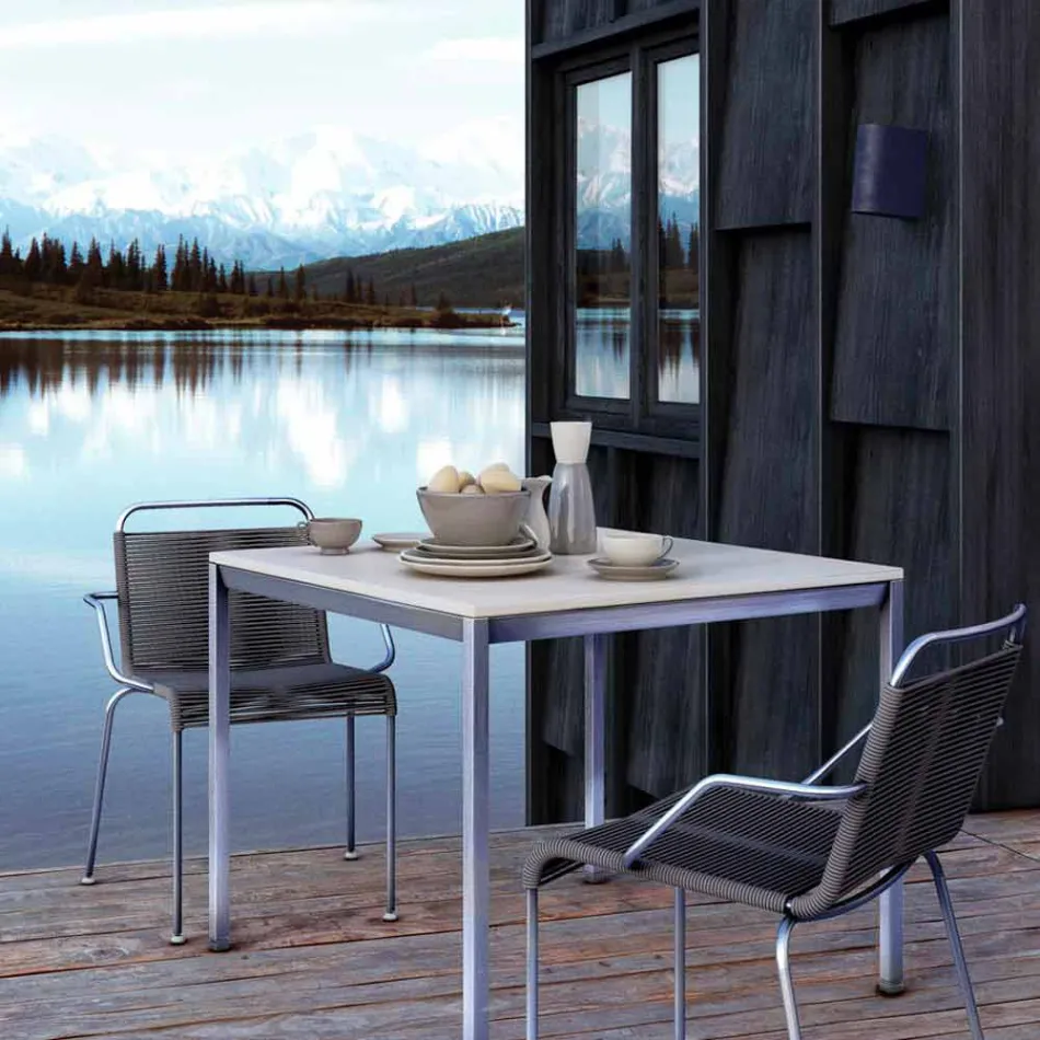 Scaun exterior din oțel cu cotiere și cordon Fabricat în Italia - Madagascar2 Viadurini