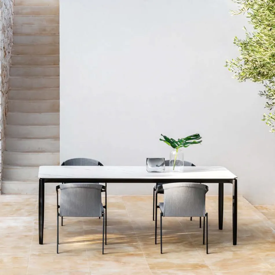 Scaun Exterior Aluminiu cu sau Fara Perna, Calitate Inalta, 4 buc - Filomena Viadurini