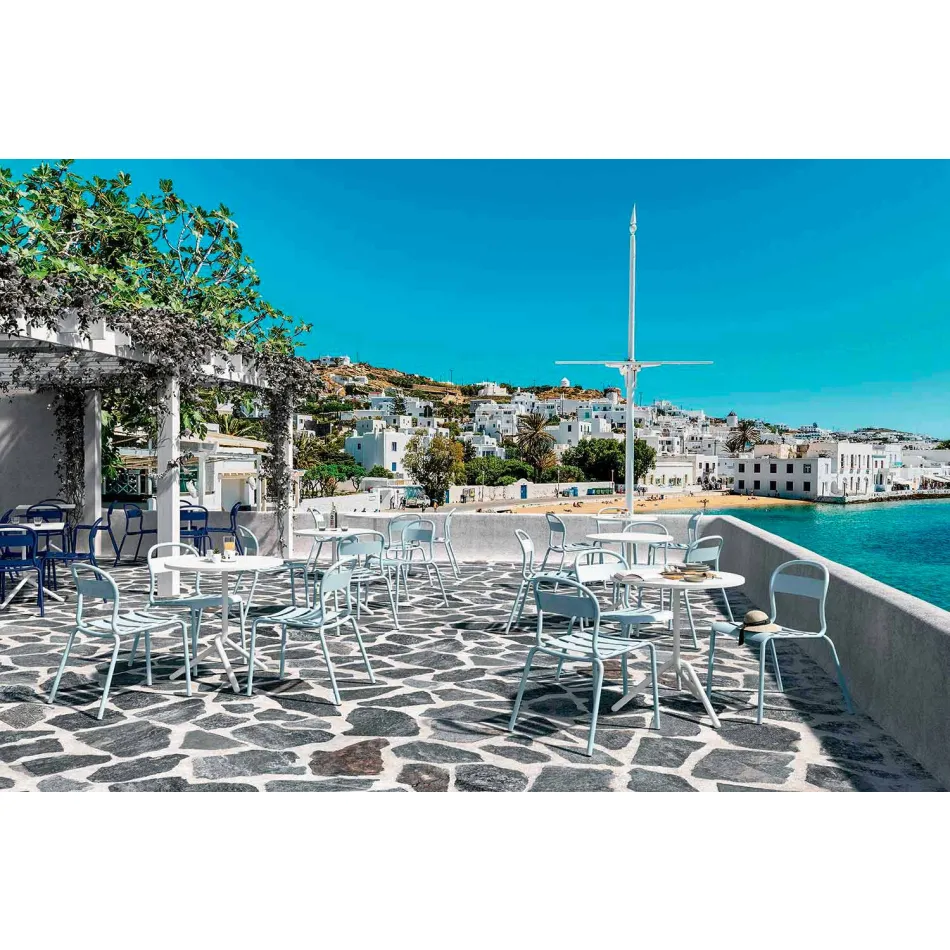 Scaun de exterior din aluminiu stivuibil realizat în Italia, 4 piese - Ulyssa Viadurini