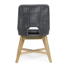 Scaun de exterior din funie si stofa cu baza din teak, Homemotion 2 piese - Lesya Viadurini