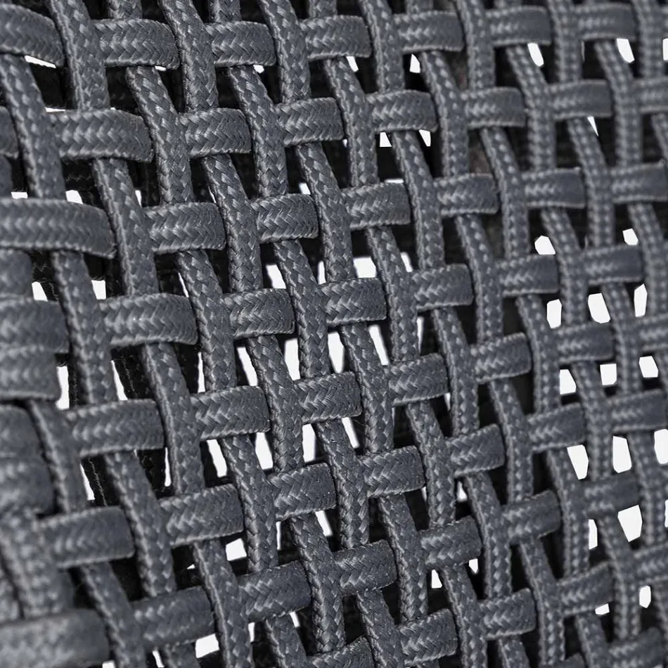 Scaun de exterior din funie si stofa cu baza din teak, Homemotion 2 piese - Lesya Viadurini