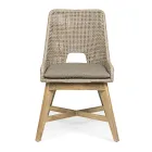 Scaun de exterior din funie si stofa cu baza din teak, Homemotion 2 piese - Lesya Viadurini