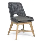 Scaun de exterior din funie si stofa cu baza din teak, Homemotion 2 piese - Lesya Viadurini