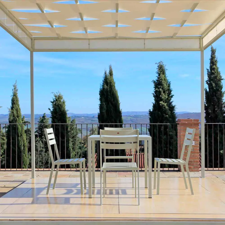 Scaun de exterior din fier vopsit alb perlat Fabricat în Italia 4 bucăți - Bernie Viadurini