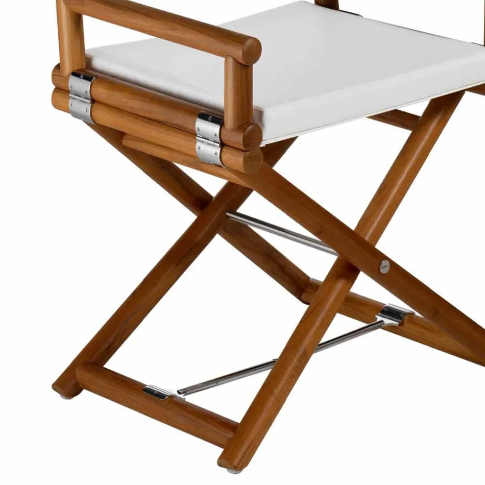 Scaun de exterior din lemn natural sau țesătură de design negru și resigilabil - Suzana Viadurini