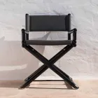 Scaun de exterior din lemn natural sau țesătură de design negru și resigilabil - Suzana Viadurini