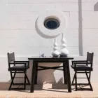 Scaun de exterior din lemn natural sau țesătură de design negru și resigilabil - Suzana Viadurini