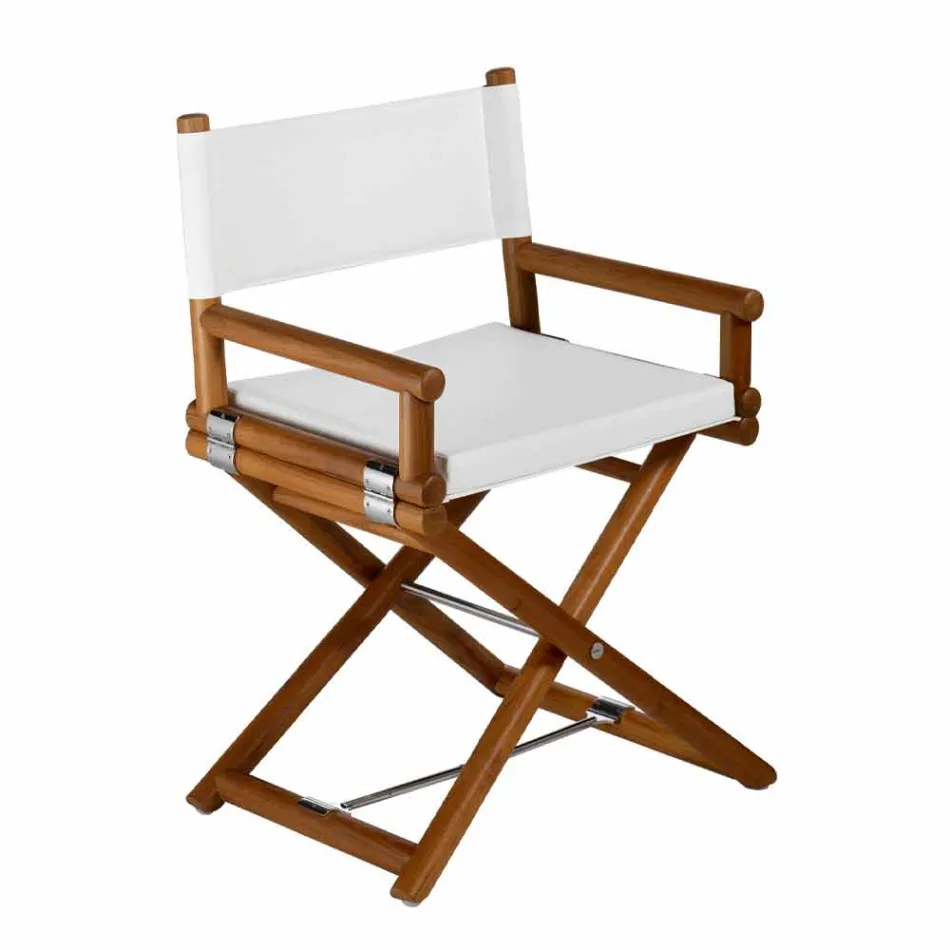 Scaun de exterior din lemn natural sau țesătură de design negru și resigilabil - Suzana Viadurini