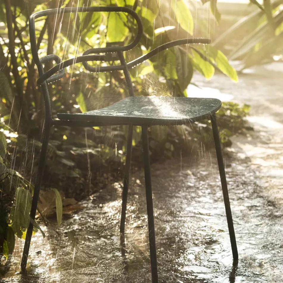 Scaun de exterior din metal si poliuretan Made in Italy, 2 piese - Trosa Viadurini