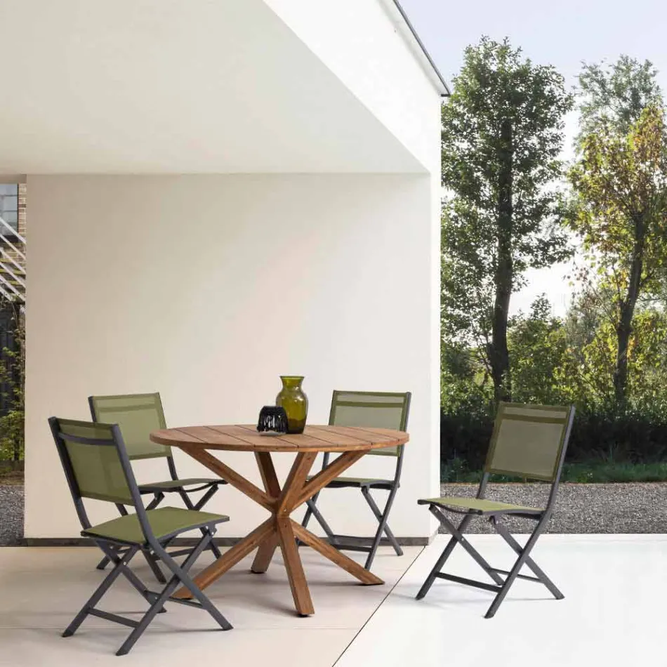 Scaun pliabil de exterior în textilen și aluminiu, 4 bucăți - Holly Viadurini