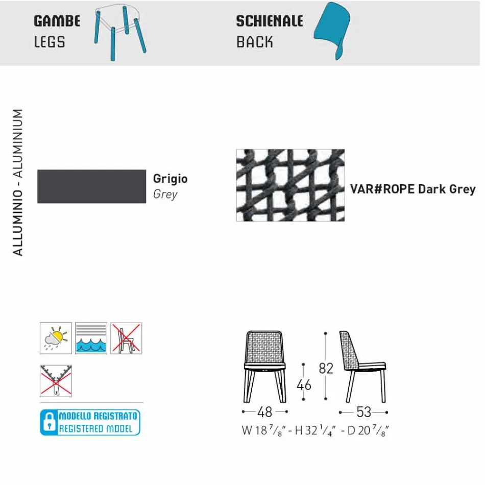 Varaschin scaun Emma în exterior în design de țesături și aluminiu Viadurini