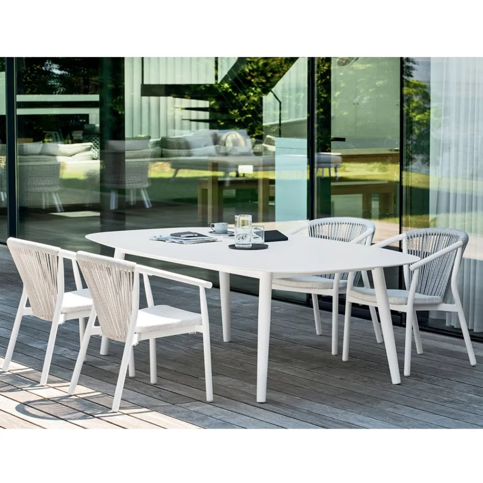 Scaun de grădină stivuibil din aluminiu și țesătură tehnică - Smart By Varaschin Viadurini