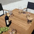 Scaun de grădină stivuibil din aluminiu gri antracit și tec - Aidan Viadurini