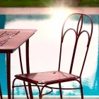 Scaun de grădină din fier roșu cu pernă Made in Italy, 2 bucăți - agat Viadurini