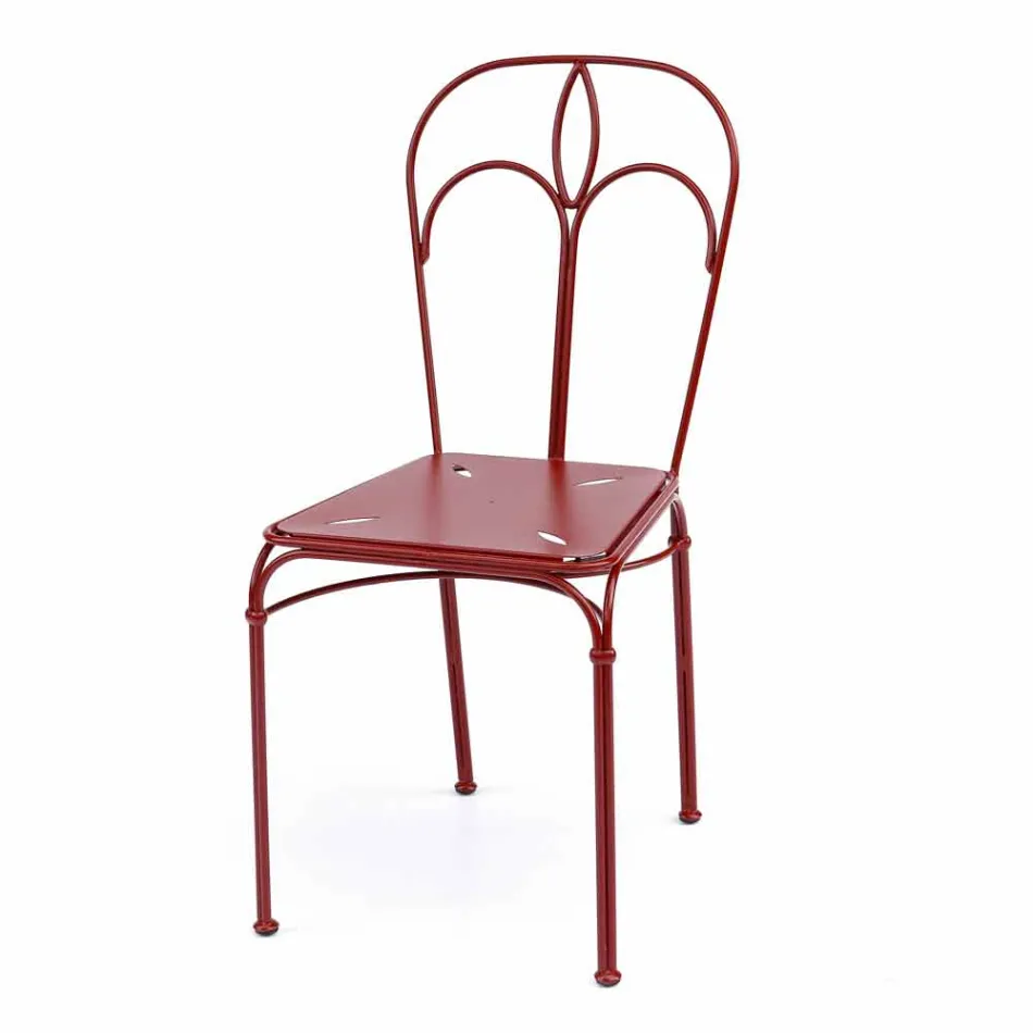 Scaun de grădină din fier roșu cu pernă Made in Italy, 2 bucăți - agat Viadurini