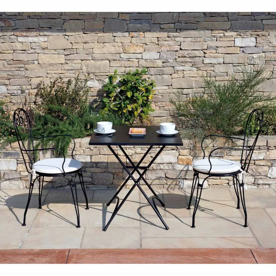 Scaun de Gradina din Fier Vopsit Negru cu Structura Stivuibila - Nacim Viadurini