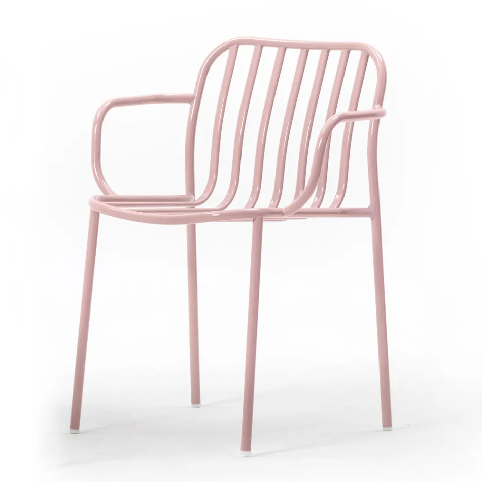 Scaun de Gradina Metal cu Cotiere Made in Italy 2 Piese - Simply Viadurini