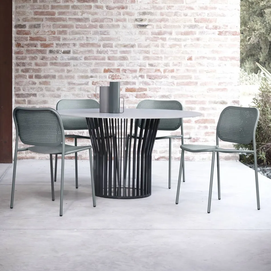 Scaun de gradina din metal vopsit Made in Italy 2 piese - Synergy Viadurini