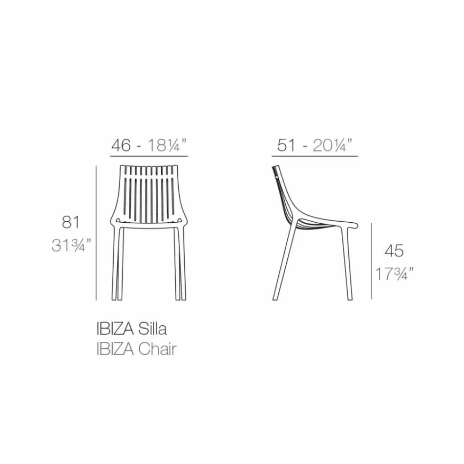 Scaun de grădină din plastic colorat stivuibil 4 piese - Ibiza by Vondom Viadurini