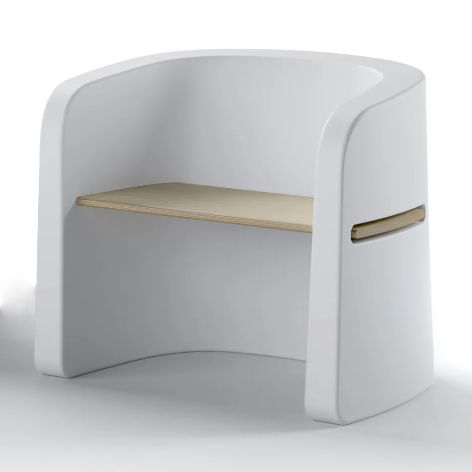 Scaun de grădină din polietilenă și lemn de mesteacăn Fabricat în Italia - Talula Viadurini