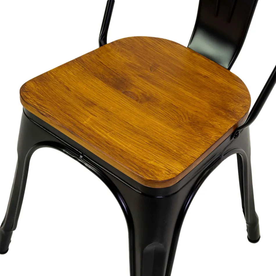 Scaun de interior și exterior din fier și scaun din lemn - Papetărie Viadurini