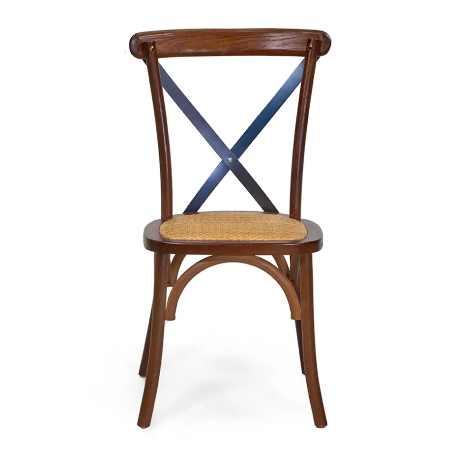 Scaun de interior stivuibil din lemn de stejar și scaun din rattan - Barriera Viadurini