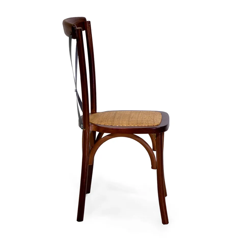 Scaun de interior stivuibil din lemn de stejar și scaun din rattan - Barriera Viadurini