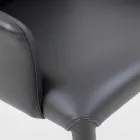 Scaun de sufragerie cu cotiere tapițat cu piele neagră Made in Italy - Meyer Viadurini