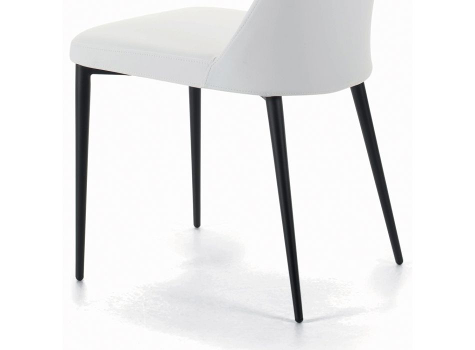 Scaun de sufragerie cu picioare din oțel negru și scaun tapițat Made in Italy - Veneția Viadurini