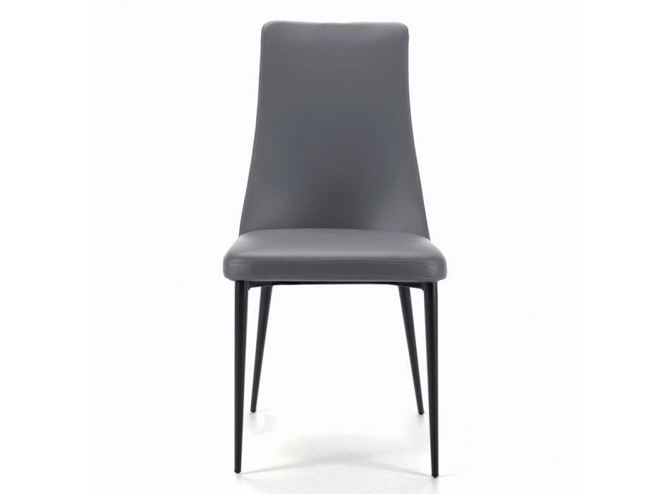 Scaun de sufragerie cu picioare din oțel negru și scaun tapițat Made in Italy - Veneția Viadurini
