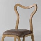 scaun de luat masa din lemn și piele design modern, l.41xp.46 cm, Carol Viadurini