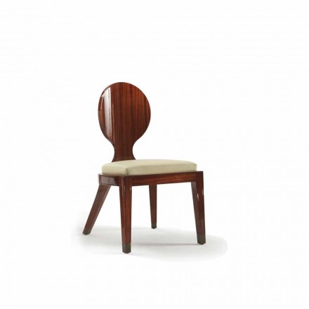 căptușit scaun de design de luat masa din lemn neted, L51xP53cm, Nicole Viadurini