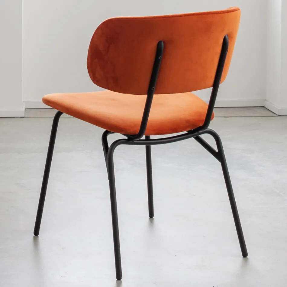 Scaun de sufragerie din metal si catifea rezistenta la pete, 2 piese - Valnerina Viadurini