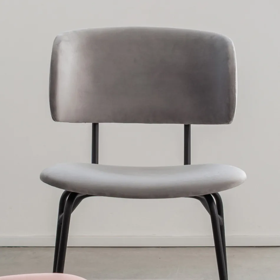 Scaun de sufragerie din metal si catifea rezistenta la pete, 2 piese - Valnerina Viadurini