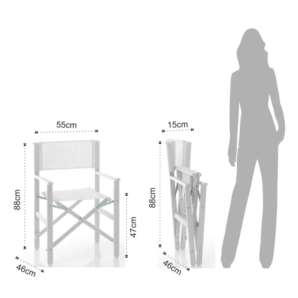 Scaun director pliabil din Aluminiu și Textilenă - Fluor Viadurini