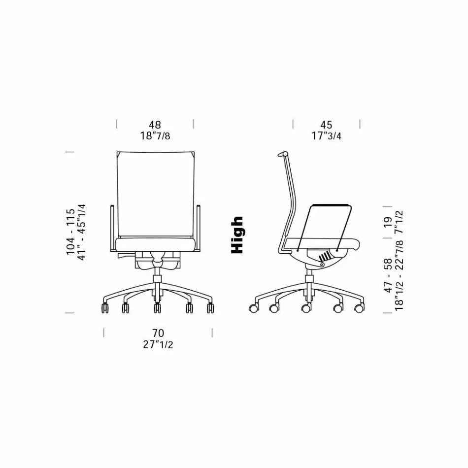 Scaun birou pivotant ergonomic, cu roți și cotiere - Gimiglia Viadurini