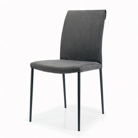 Scaun de sufragerie cu picioare din otel si scaun din stofa - Amalfi Viadurini