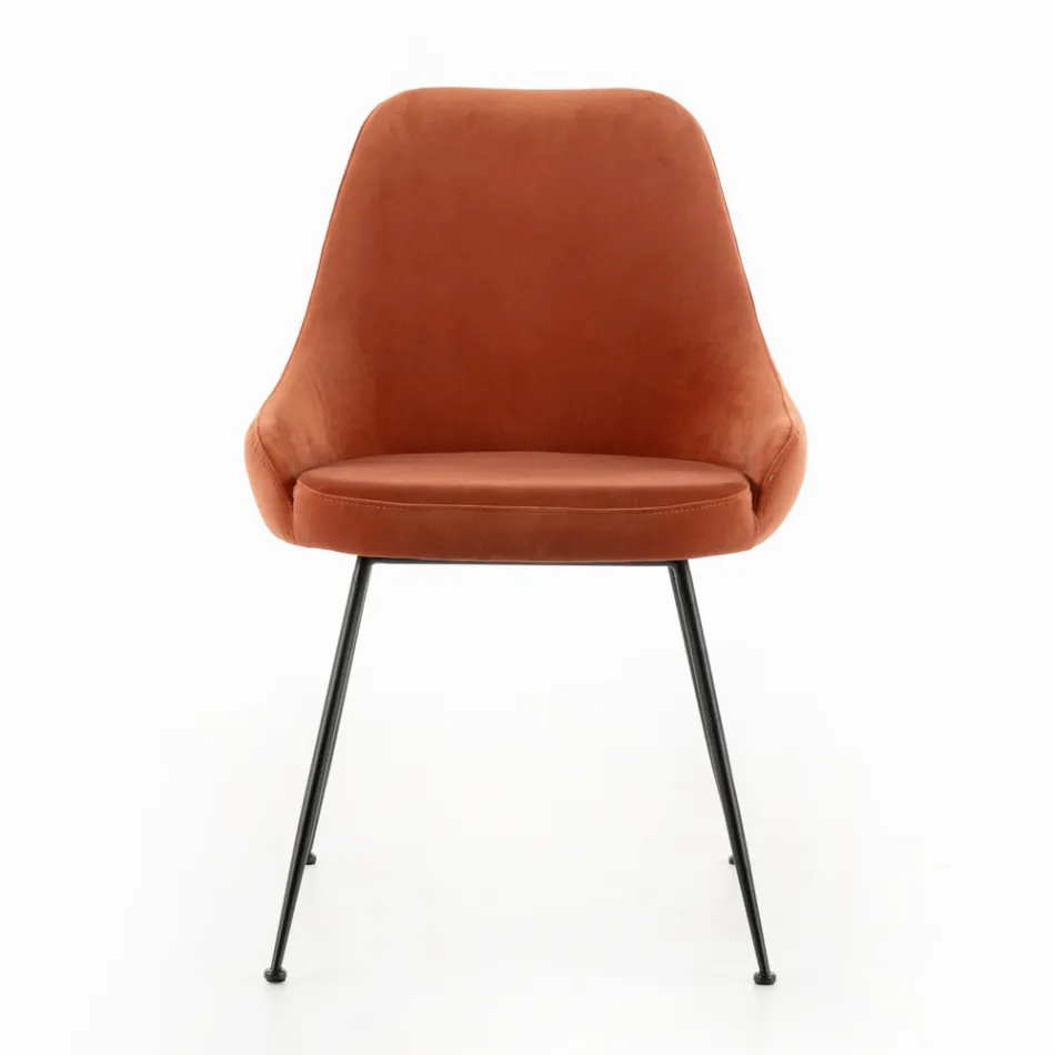 Scaun de Sufragerie cu Scaun din Tesatura Microfibra de diferite Culori - Lemn de Santal Viadurini