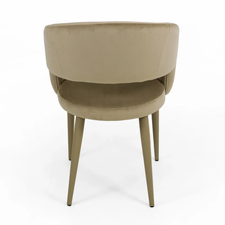 Scaun de sufragerie cu scaun din catifea finisaj frânghie Made in Italy - Savignano Viadurini