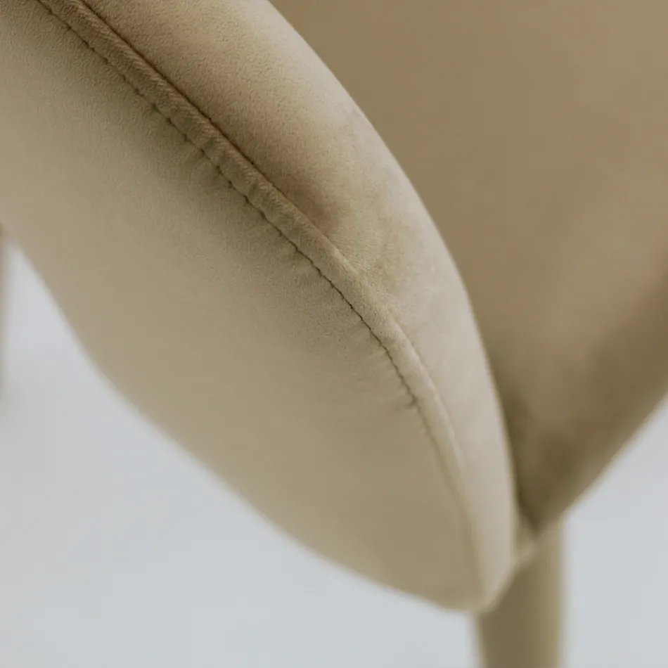 Scaun de sufragerie cu scaun din catifea finisaj frânghie Made in Italy - Savignano Viadurini