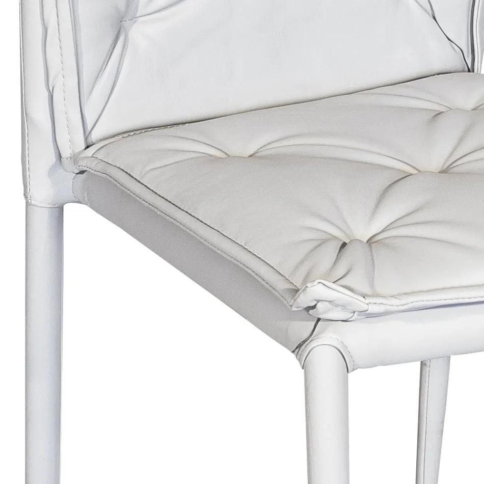 Scaun de Sufragerie cu Structura si Scaun din Imitatie Piele Made in Italy - Grogu Viadurini