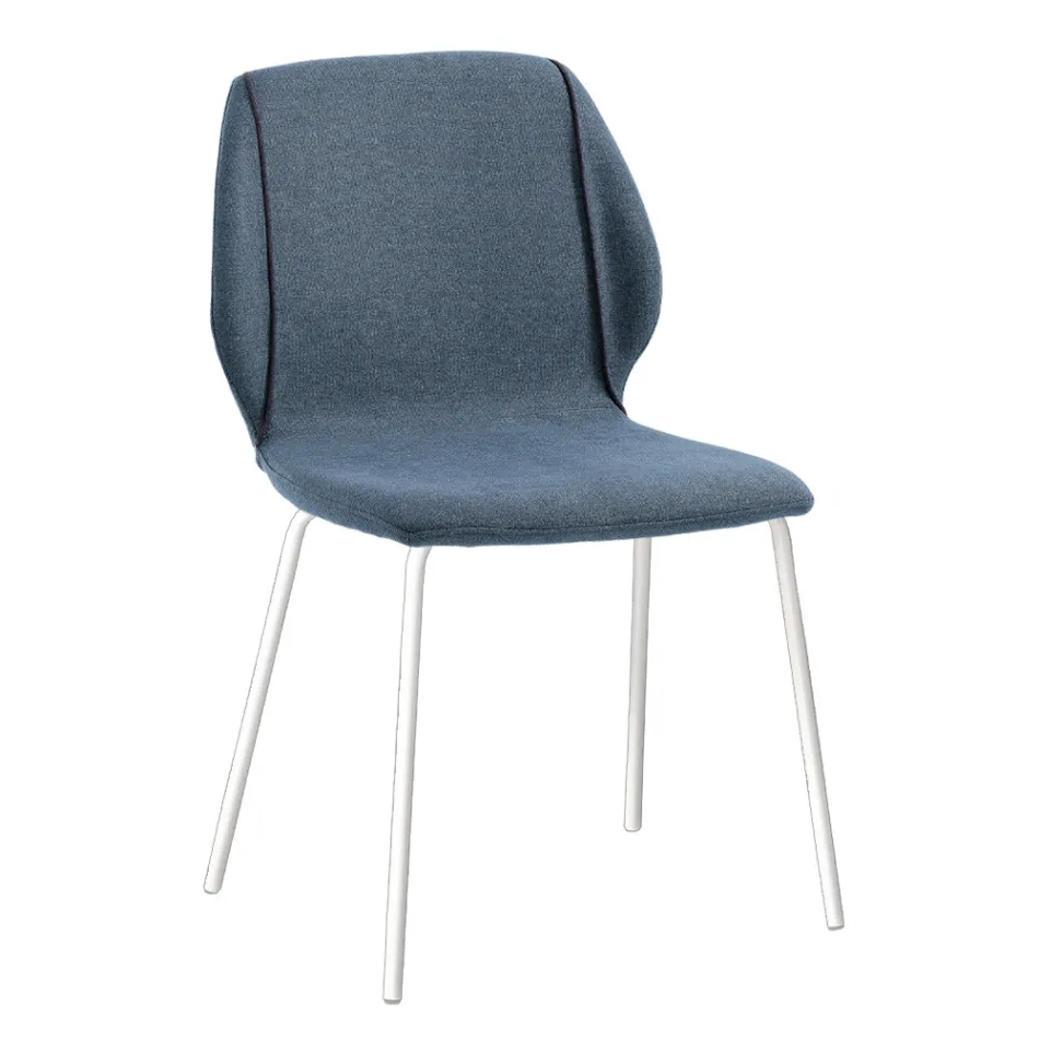 Scaun de sufragerie cu design modern și elegant din material textil cu chenar - Scarat Viadurini