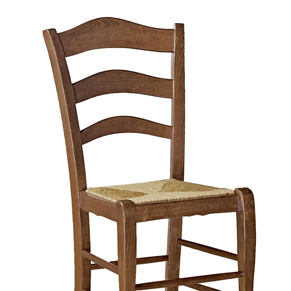 Scaun de sufragerie din fag cu șezut din paie Made in Italy - Tamara Viadurini