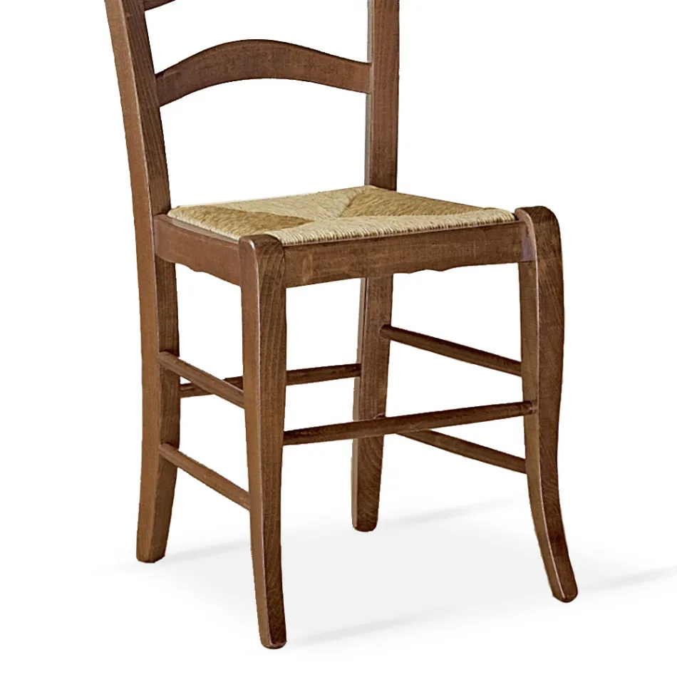 Scaun de sufragerie din fag cu scaun din paie Made in Italy - Tamara Viadurini