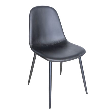 Scaun de sufragerie din metal și scaun din piele artificială Made in Italy - Minou Viadurini