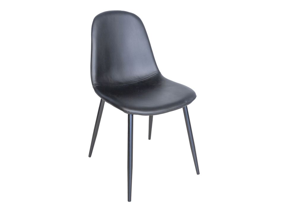 Scaun de sufragerie din metal și scaun din piele artificială Made in Italy - Minou Viadurini