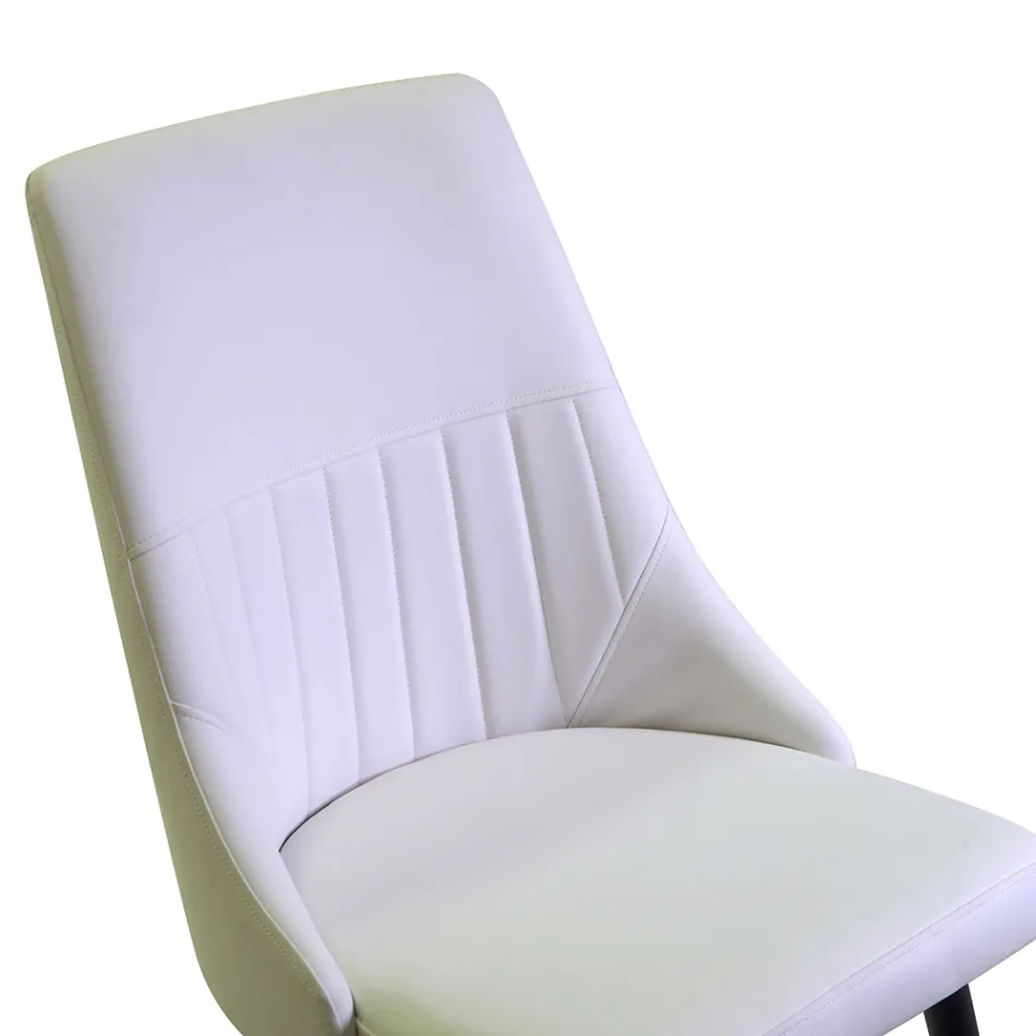 Scaun de living din metal și piele ecologică cu finisaje diferite - Onde Viadurini