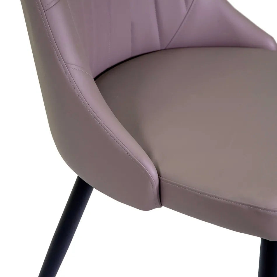 Scaun de living din metal și piele ecologică cu finisaje diferite - Onde Viadurini